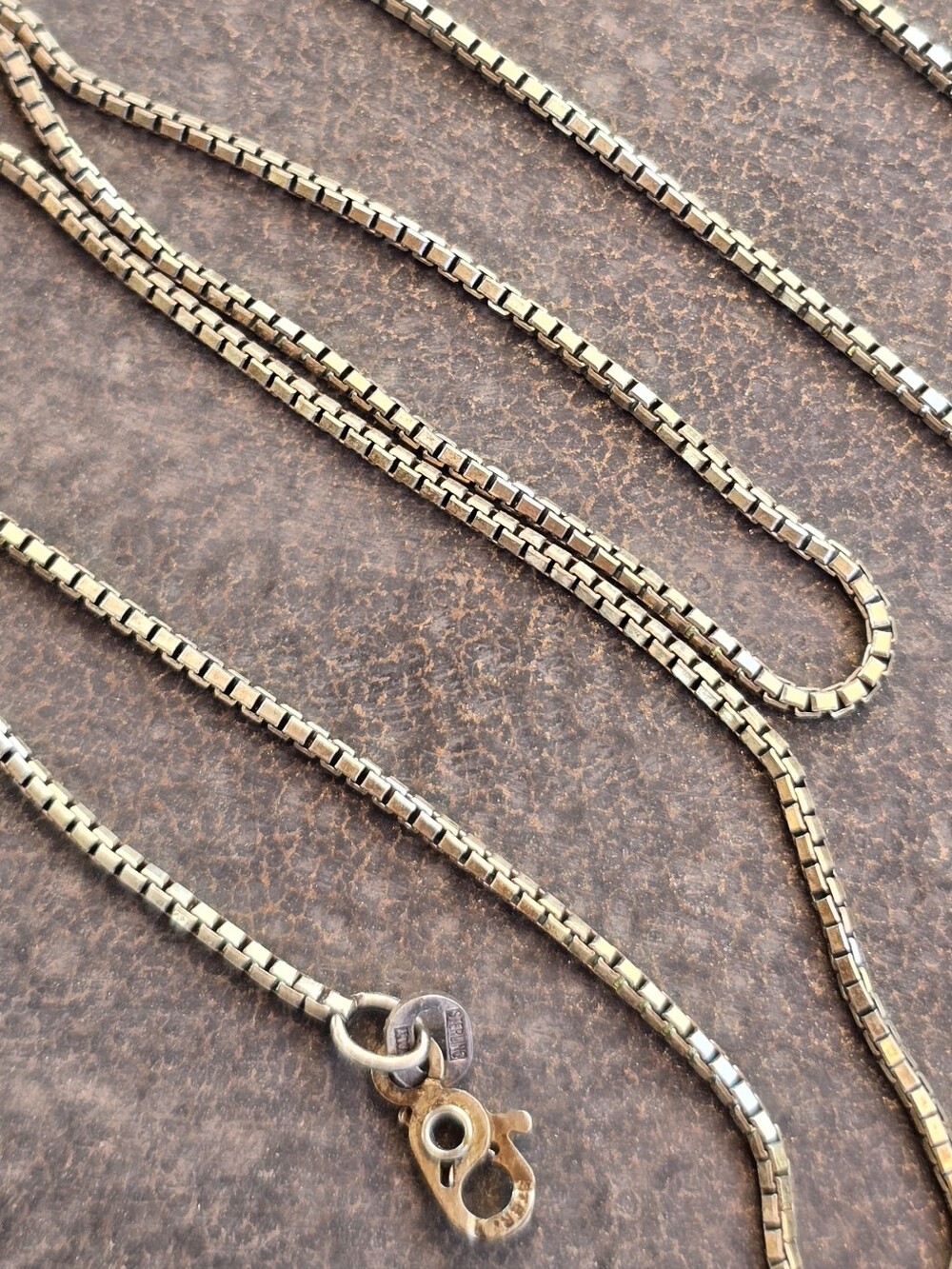 Vintage ITALY STERLING 925 silver Venetian box chain handcuff style clasp chain